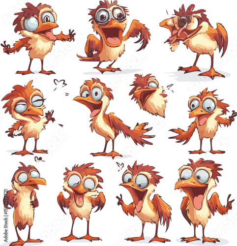 cartoon lemur,animal character set with various fun emotions and poses