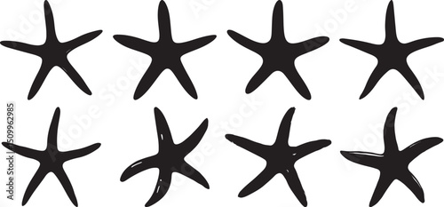 Starfish Silhouette Vector Set – Black Sea Star Icons Collection

