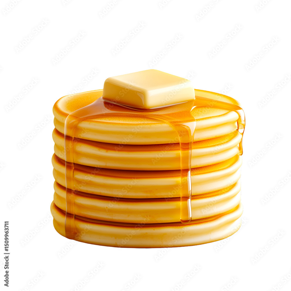 Obraz premium Stack of Buttery Pancakes Drizzled with Maple Syrup