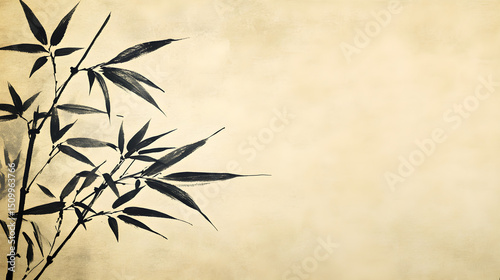 Wallpaper Mural Minimalist Japanese ink painting of bamboo on a textured background Torontodigital.ca