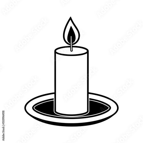 Simple black and white lit candle illustration