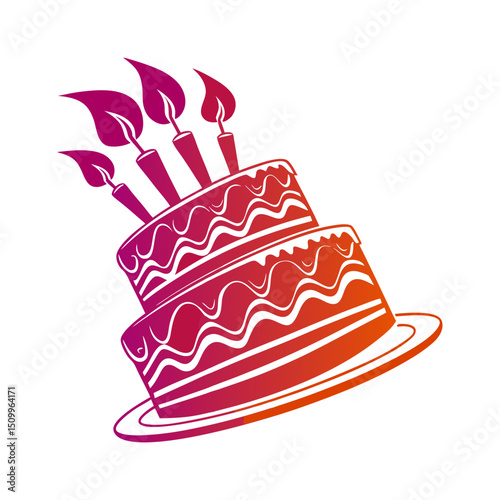 Two layered birthday cake with candles graphic