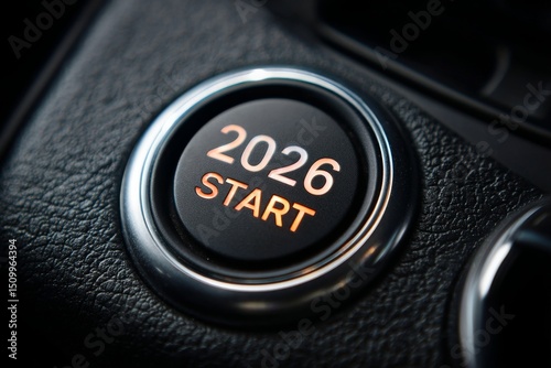 2026 Start Engine Button, New Year, New Beginning, Future Concept, Automotive Industry