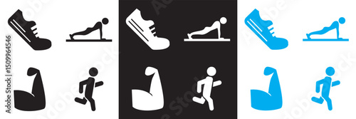 Sport and Fitness icons. Gym and  Healthy lifestyle icons.  Vector for websites, mobile interfaces, presentations, banner, visual branding etc. EPS 10