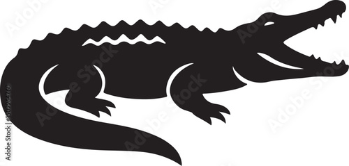 Wallpaper Mural Black Crocodile Vector PNG Aggressive Alligator Silhouette & Reptile Icon Perfect for Logos Wildlife Designs & Brand Identity Torontodigital.ca