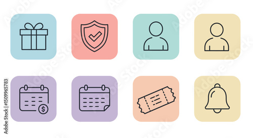 rounded square icons represents a different digital function