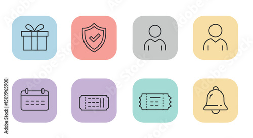 rounded square icons represents a different digital function