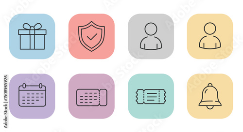 rounded square icons represents a different digital function
