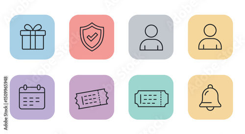 rounded square icons represents a different digital function