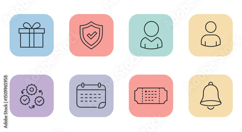 rounded square icons represents a different digital function