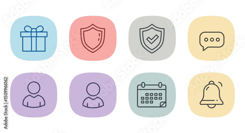 rounded square icons represents a different digital function