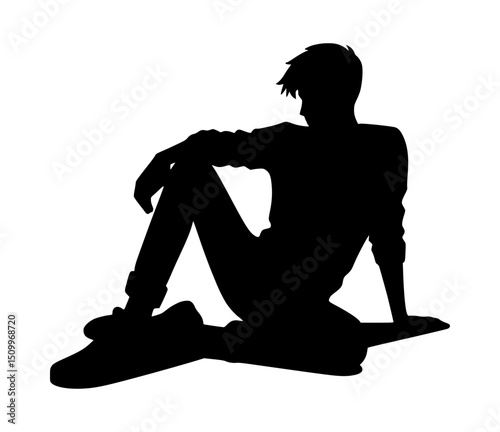 Relaxed Young Man Silhouette Vector Logo