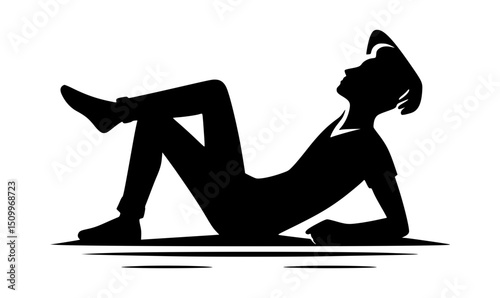 Young Man Reclining Silhouette Icon Logo