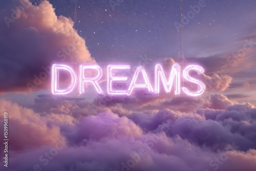 Neon Dreamscape: Purple Clouds