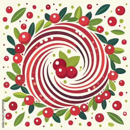 Lingonberry in a Whimsical Scene with Vibrant Swirl Motions All Around.