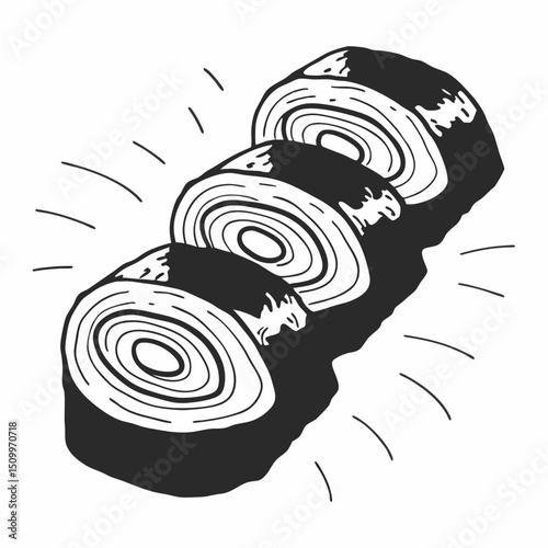 Vector illustration of a cake, pie, and abstract background with a wireless internet connection symbol