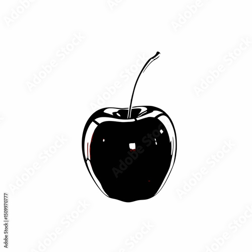 Red apple on black background: a fresh, ripe, and juicy fruit, isolated for healthy diet and organic nutrition illustration