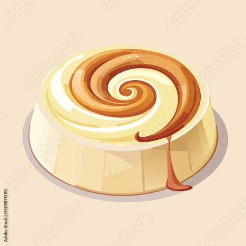 Panna Cotta in a Whimsical Scene with Vibrant Swirl Motions All Around.