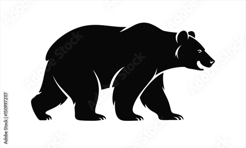 Majestic black bear silhouette walking wild animal