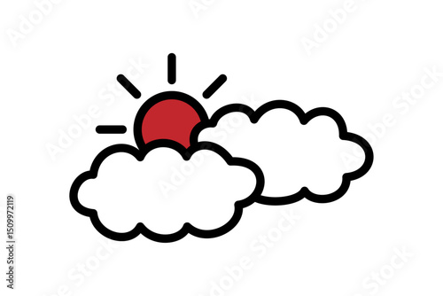 太陽と雲のシンプルなイラスト