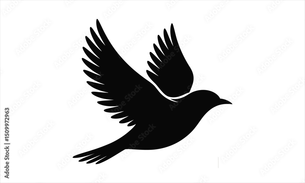 Obraz premium Black silhouette bird in flight graceful wings