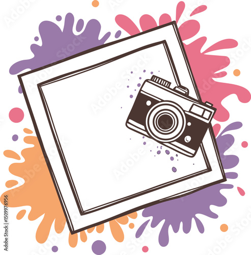 Bright Watercolor Brushstroke Frame for Creative Projects  Editable Blank Center