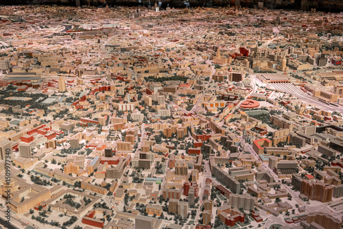 Miniature model of Moscow showcases intricate city layout and architecture with notable landmarks in a detailed representation photo