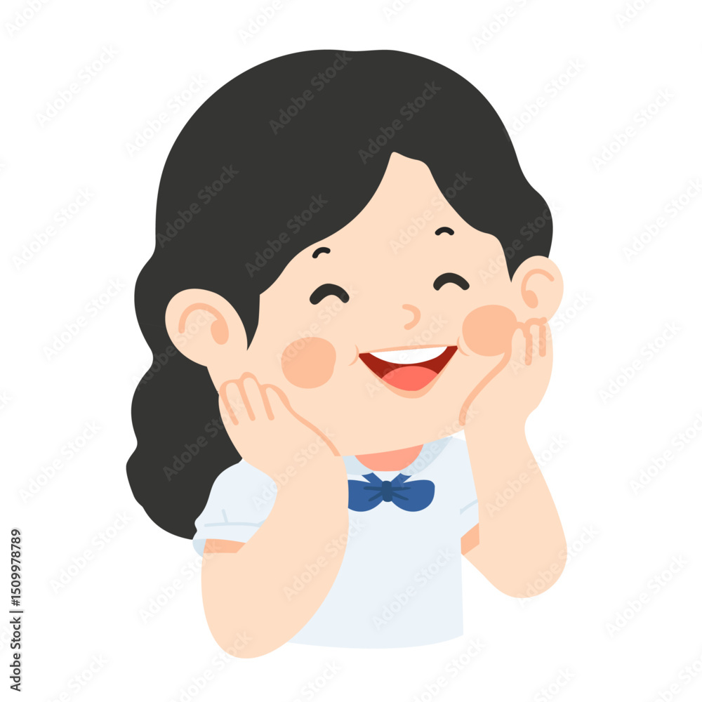 Happy Schoolgirl with hand under chin Happy Schoolgirl with hand under chin