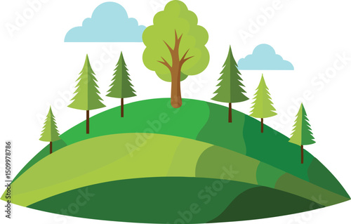 Hill with trees on top