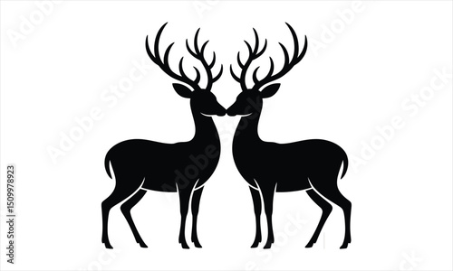 Two elegant deer silhouettes facing each other