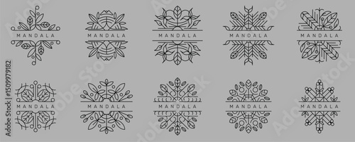 Set Collections of Mandala, Luxury Flower with Ornament and Decoration Art, Abstract Floral Logo Design Vector Inspirations.