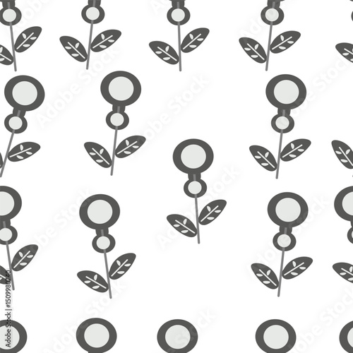 Seamless pattern scandinavian style abstraction WB flowers. Hand drawn design elements for fabric, print, cover, banner, wrapping, wallpaper.