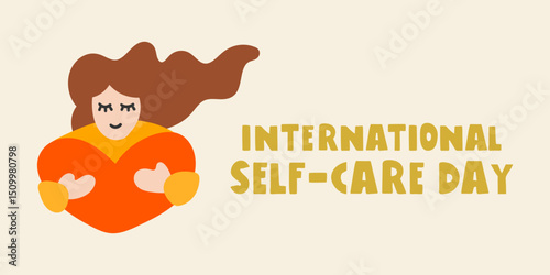 International self-care day. Banner design. Flat vector illustration.
