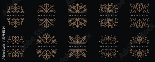 Set Collections of Mandala, Luxury Flower with Ornament and Decoration Art, Abstract Floral Logo Design Vector Inspirations.