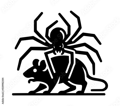 Rat Riding Spider Silhouette Vector Icon Logo