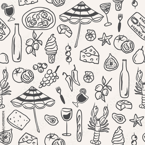 Hand drawn mediterranean vacation background