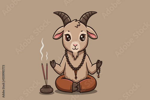 A happy goat enjoys grilling in paradise after fulfilling its purpose.