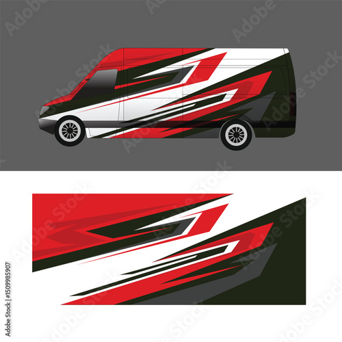 cargo van car body sticker design vector. freight forwarding company cargo van
