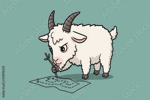 A goat and butcher dance joyfully, celebrating the spirit of Eid.