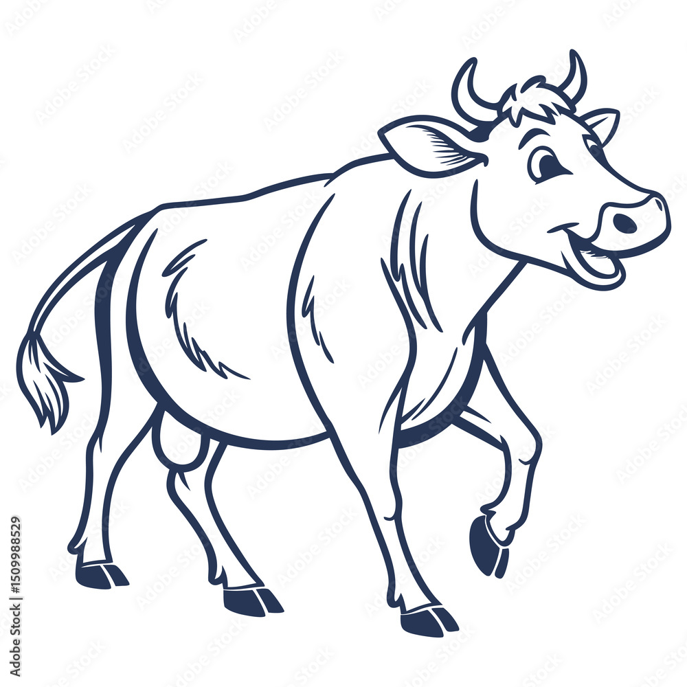 Fototapeta premium Cow vector icon art on white background, cow icon, cow art, cow logo. Adobe Illustrator Artwork