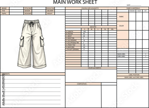 PANT SPEC SHEET DESIGN ILLUSTRATION FOR FASHION DESIGN