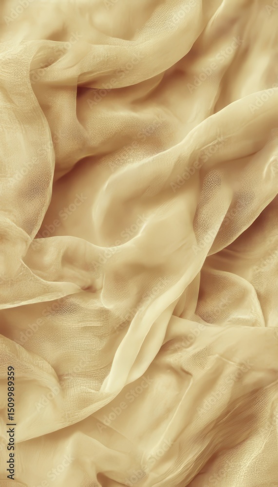 Fototapeta premium Abstract Background, Delicate Fluid Waves in Monochrome Gold Tones, Dynamic Flowing Lines