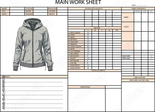 JACKET SPEC SHEET DESIGN ILLUSTRATION FOR FASHION DESIGN