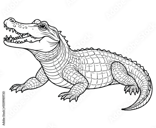 Cute crocodile Illustration Coloring Book