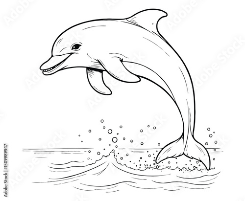 Cute dolphin Illustration Coloring Book