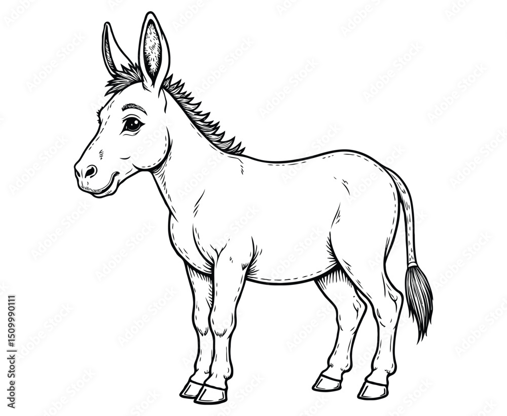 Obraz premium Cute donkey Illustration Coloring Book