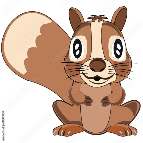 Wildlife rodent squirrel on white background is insulated