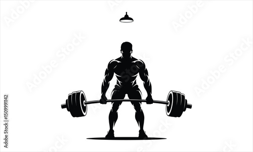 Strongman silhouette deadlifting heavy weight gym