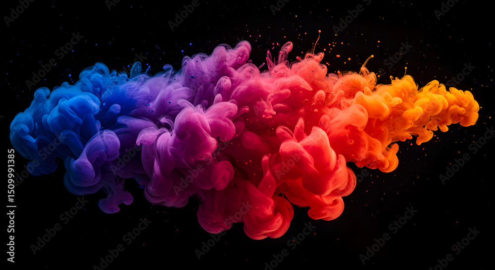 Obraz premium Colorful Ink Cloud Explosion Against Dark Backdrop for Abstract Art