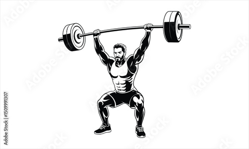 Strongman weightlifting barbell exercise fitness gym
